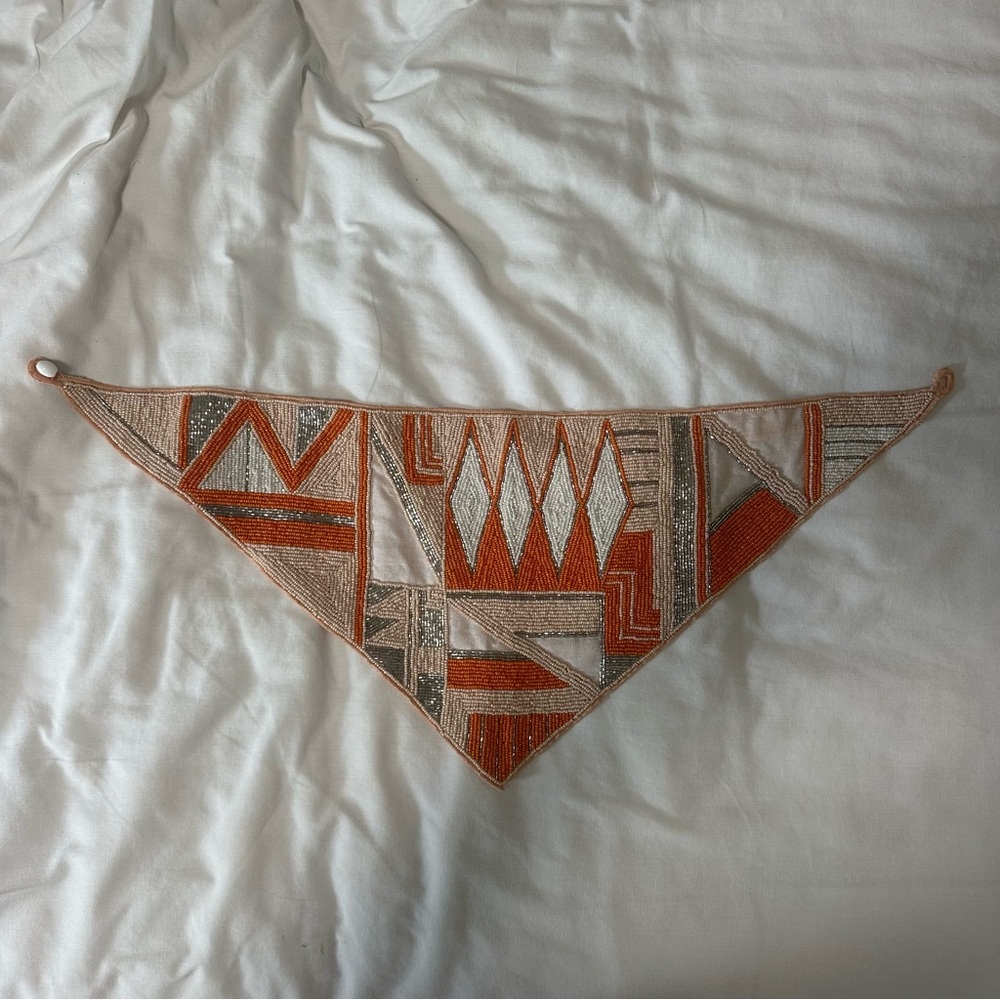 Geometric Patterned Beaded Bandana Necklace/Scarf